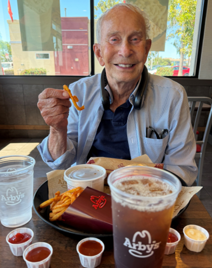 Al enjoying lunch at Arby's during our Ultra Van road trip